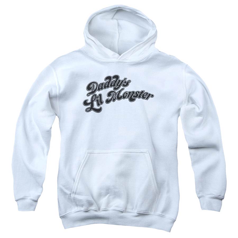Suicide Squad Movie Daddys Lil Monster Youth Pull-Over White Hoodie Large
