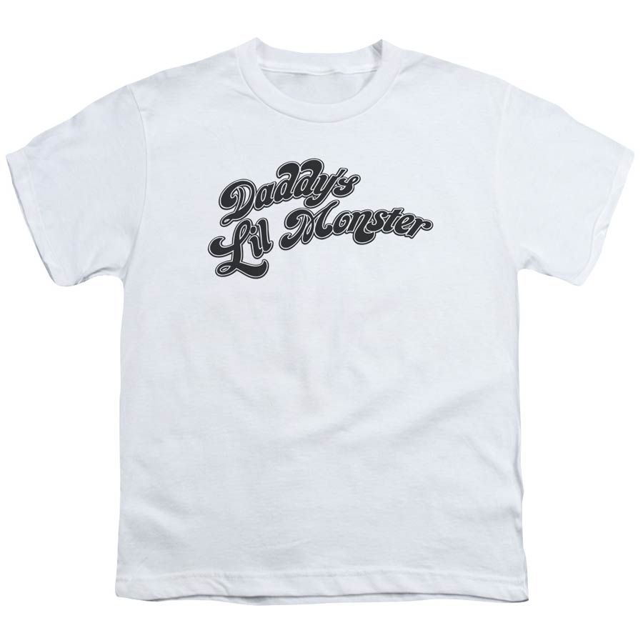 Suicide Squad Movie Daddys Lil Monster Short Sleeve Youth 18/1 White T-Shirt Large