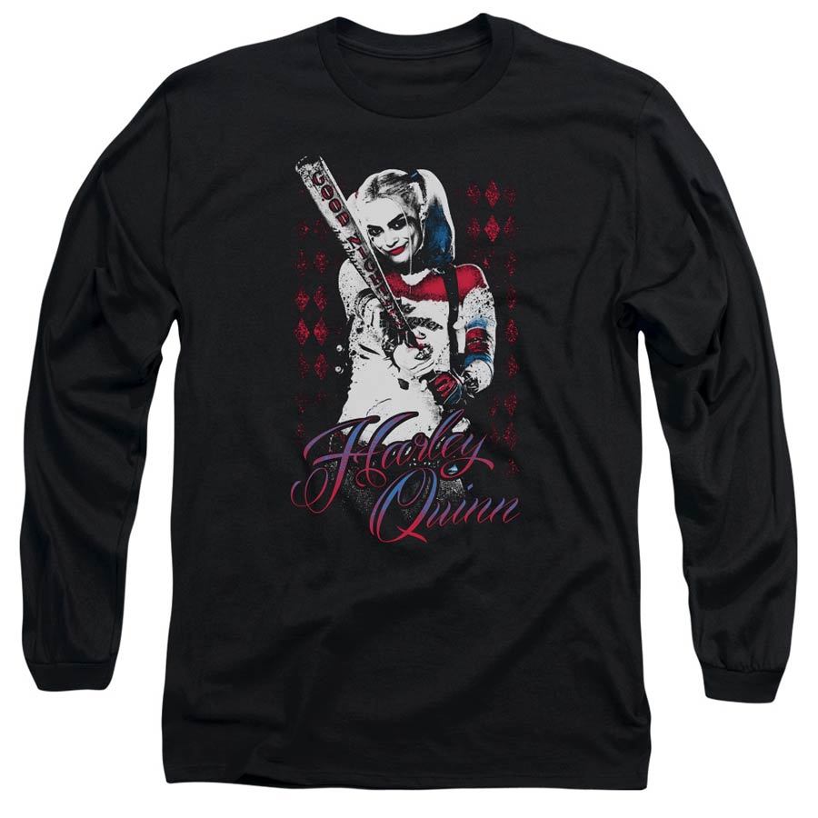 Suicide Squad Movie Harleys Bat Adult 18/1 Black Long Sleeve Shirt XX-Large