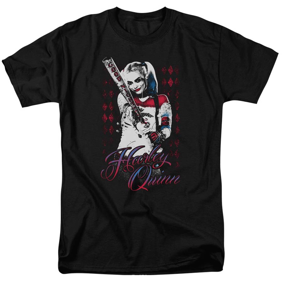 Suicide Squad Movie Harleys Bat Adult 18/1 Black Short Sleeve T-Shirt XXXXX-Large