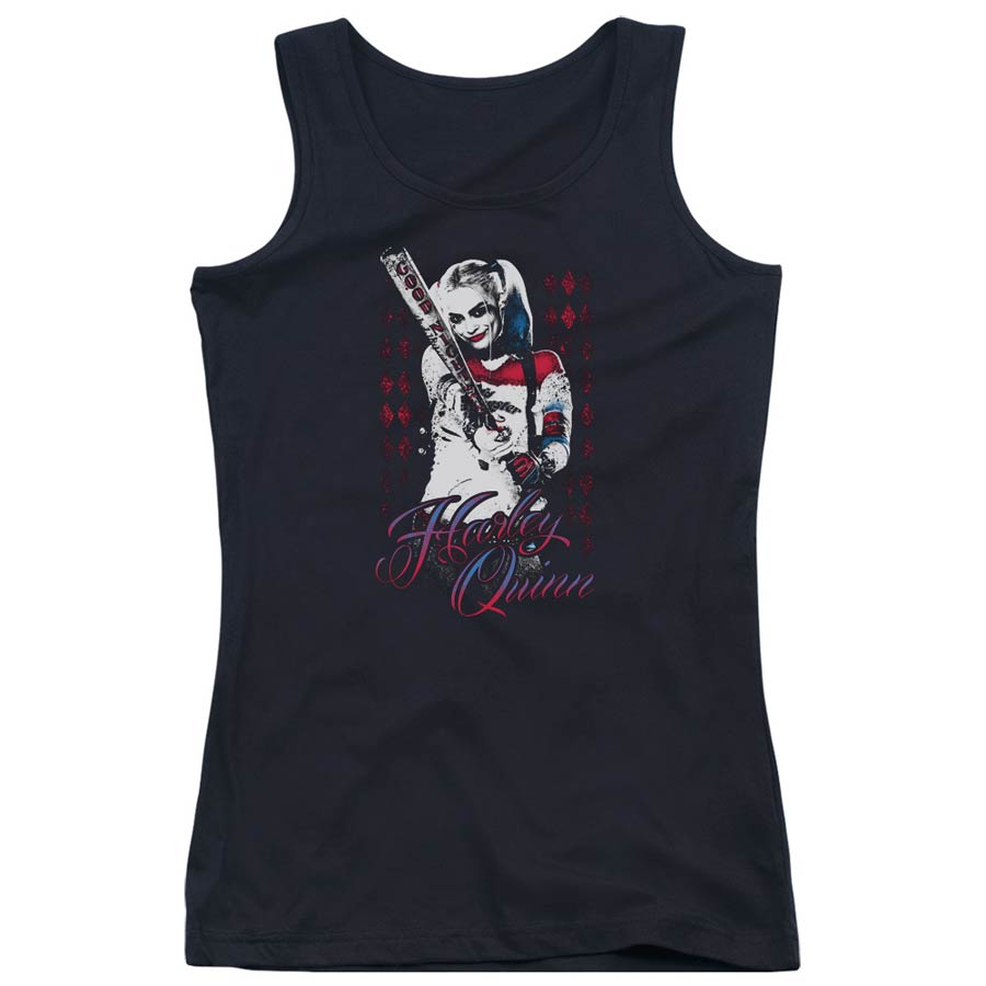 Suicide Squad Movie Harleys Bat Juniors Tank Top Black T-Shirt Large