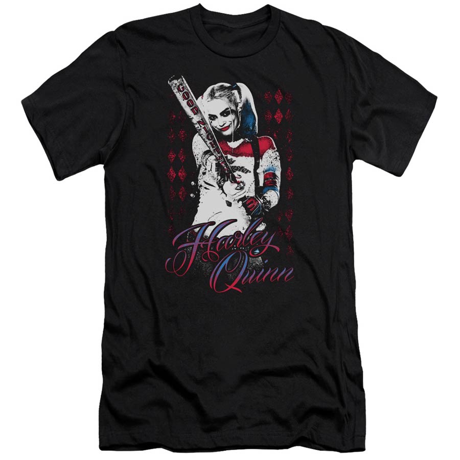 Suicide Squad Movie Harleys Bat Adult 30/1 Black Short Sleeve T-Shirt Large