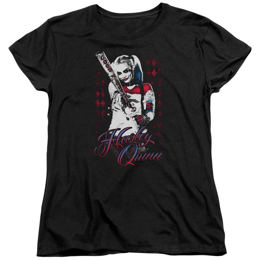 Suicide Squad Movie Harleys Bat Womens Black Short Sleeve T-Shirt Large