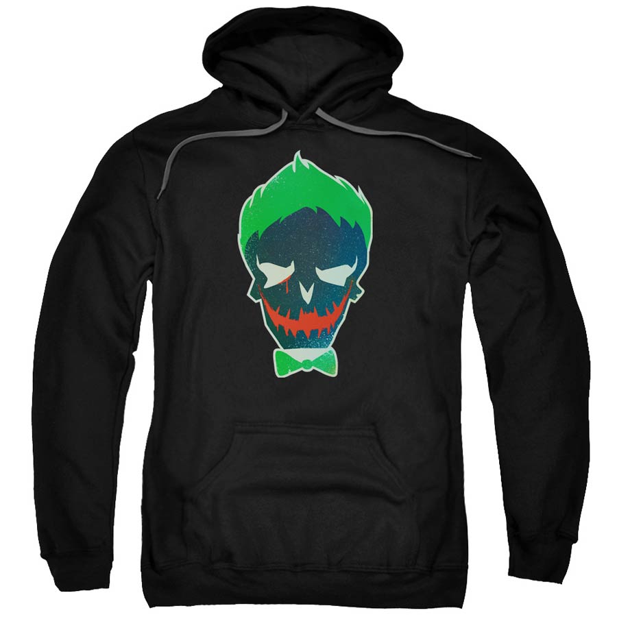 Suicide Squad Movie Joker Skull Adult Pull-Over Black Hoodie XX-Large