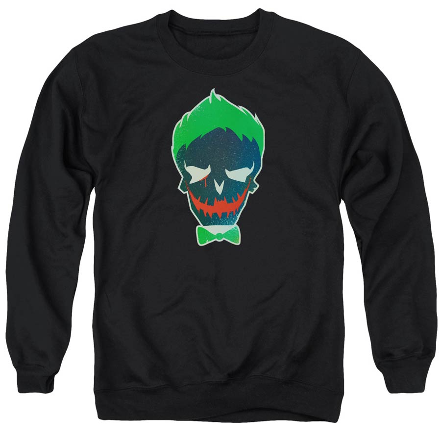 Suicide Squad Movie Joker Skull Adult Black Crew Sweatshirt Large