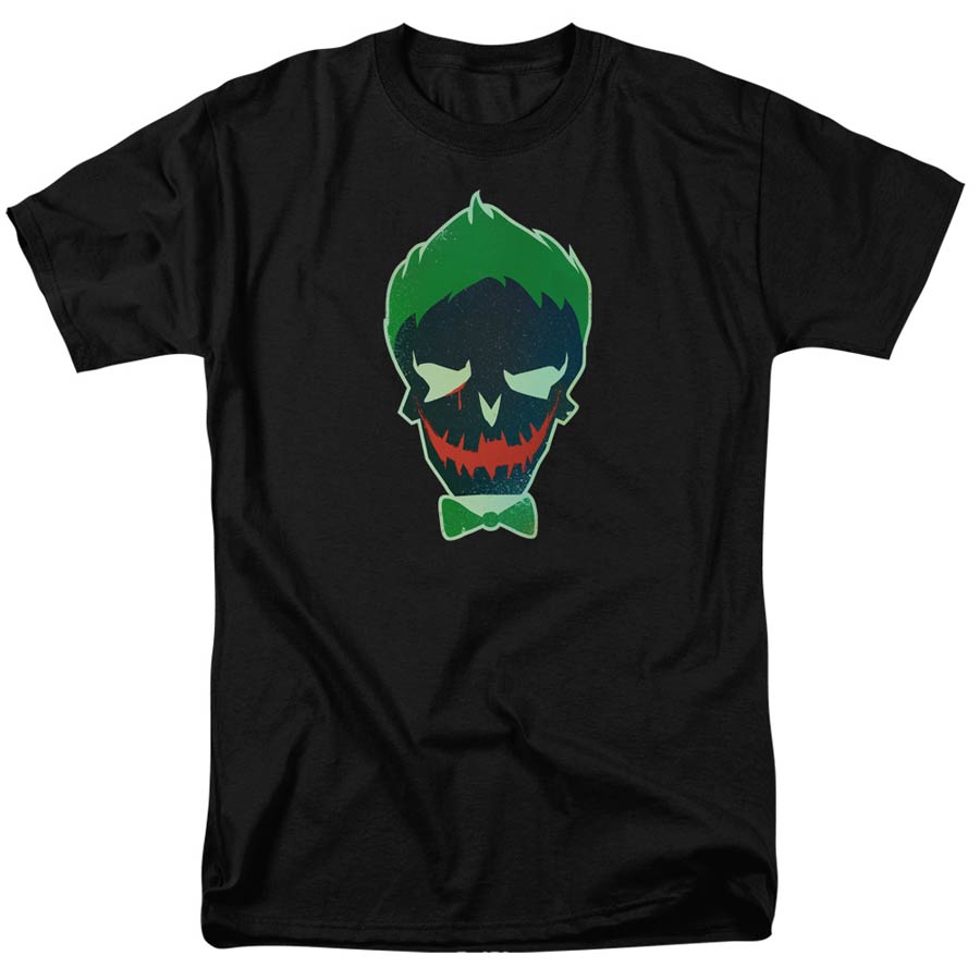 Suicide Squad Movie Joker Skull Adult 18/1 Black Short Sleeve T-Shirt XXX-Large