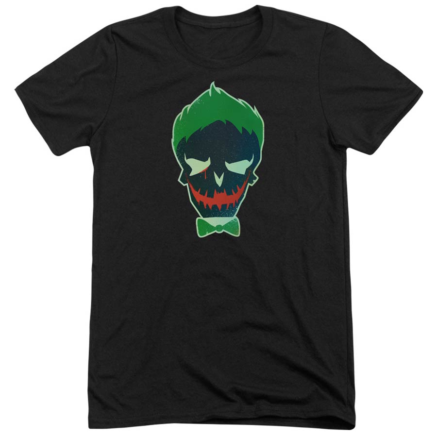 Suicide Squad Movie Joker Skull Adult Tri-Blend Black Short Sleeve T-Shirt Large