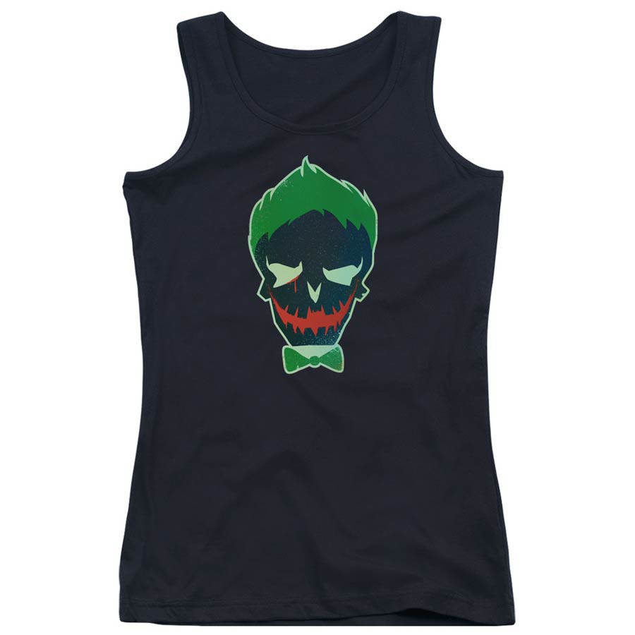 Suicide Squad Movie Joker Skull Juniors Tank Top Black T-Shirt Large
