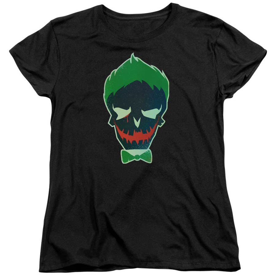 Suicide Squad Movie Joker Skull Short Sleeve Womens Black T-Shirt Large