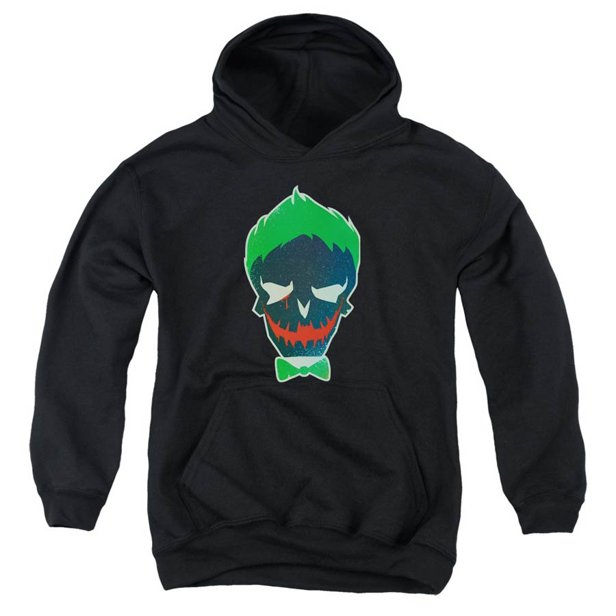 Suicide Squad Movie Joker Skull Youth Pull-Over Black Hoodie Medium