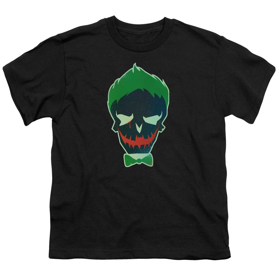 Suicide Squad Movie Joker Skull Youth 18/1 Black Short Sleeve T-Shirt Large