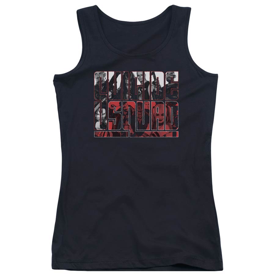 Suicide Squad Movie Black And White And Red All Over Juniors Tank Top Black T-Shirt Large