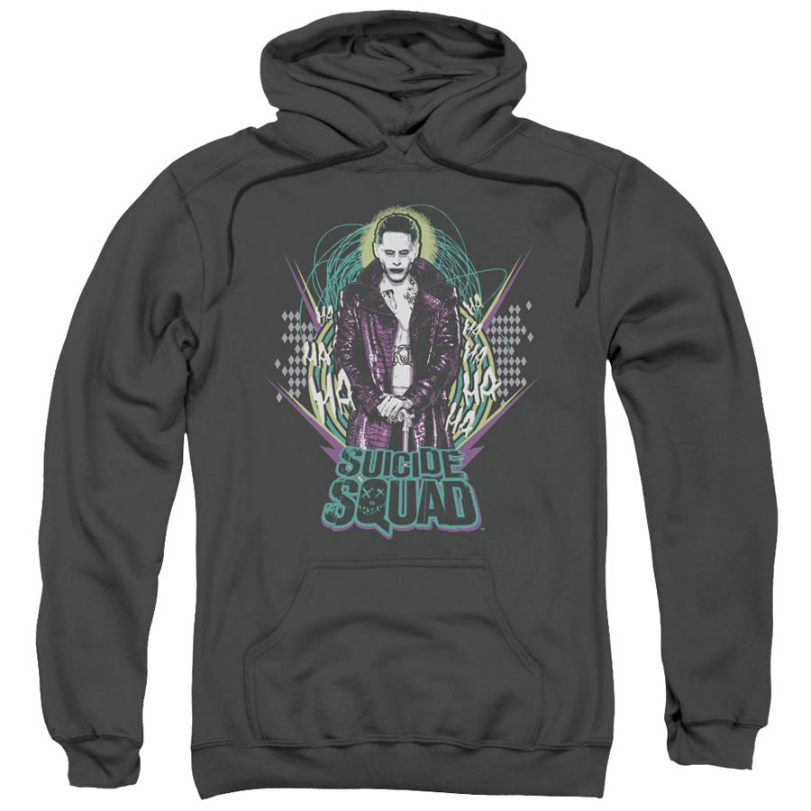 Suicide Squad Movie Suicide Joker Adult Pull-Over Charcoal Hoodie Small