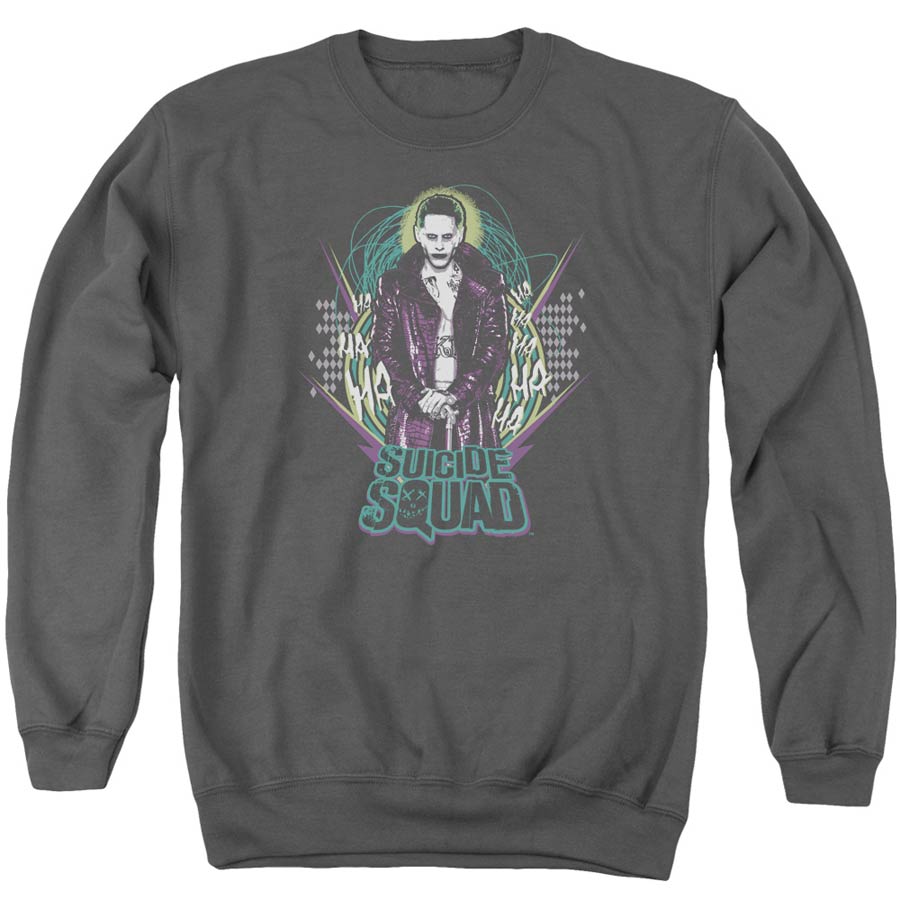 Suicide Squad Movie Suicide Joker Adult Charcoal Crew Sweatshirt Large