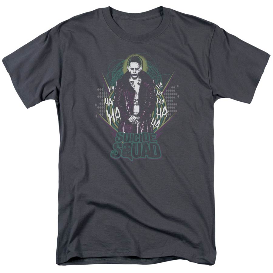 Suicide Squad Movie Suicide Joker Adult 18/1 Charcoal T-Shirt Short Sleeve T-Shirt XXXXX-Large