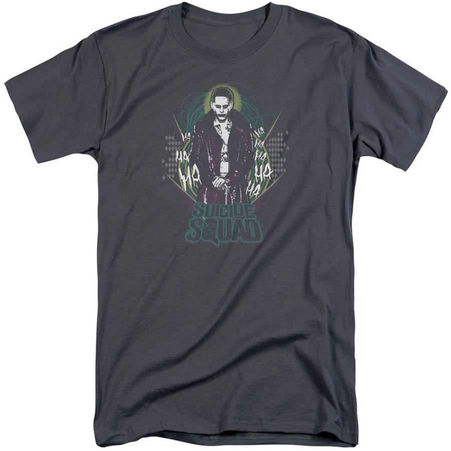 Suicide Squad Movie Suicide Joker Adult Tall Fit Charcoal Short Sleeve T-Shirt XXX-Large
