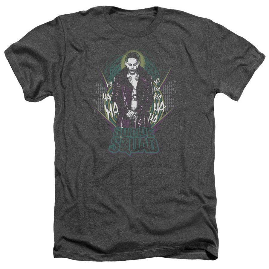 Suicide Squad Movie Suicide Joker Adult Heather Charcoal T-Shirt Large