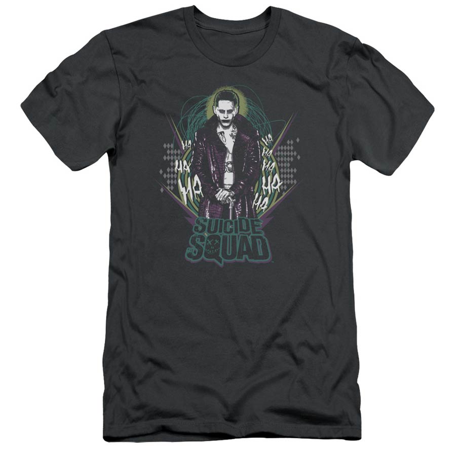 Suicide Squad Movie Suicide Joker Short Sleeve Adult 30/1 Charcoal T-Shirt Large