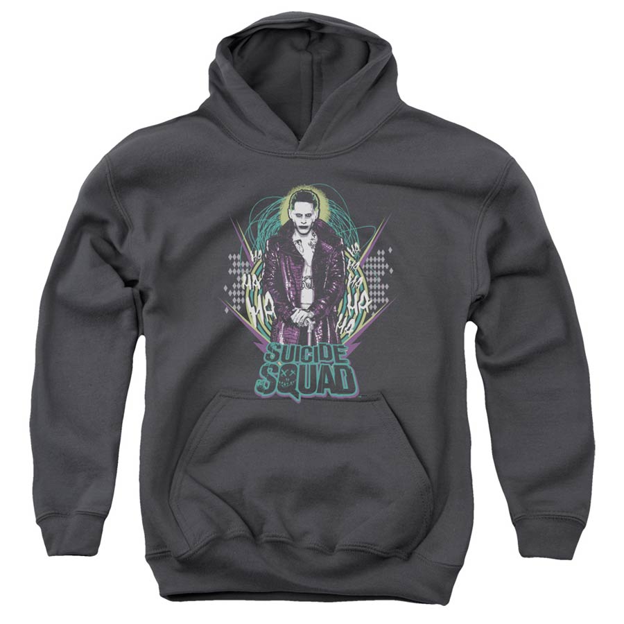 Suicide Squad Movie Suicide Joker Youth Pull-Over Charcoal Hoodie Medium