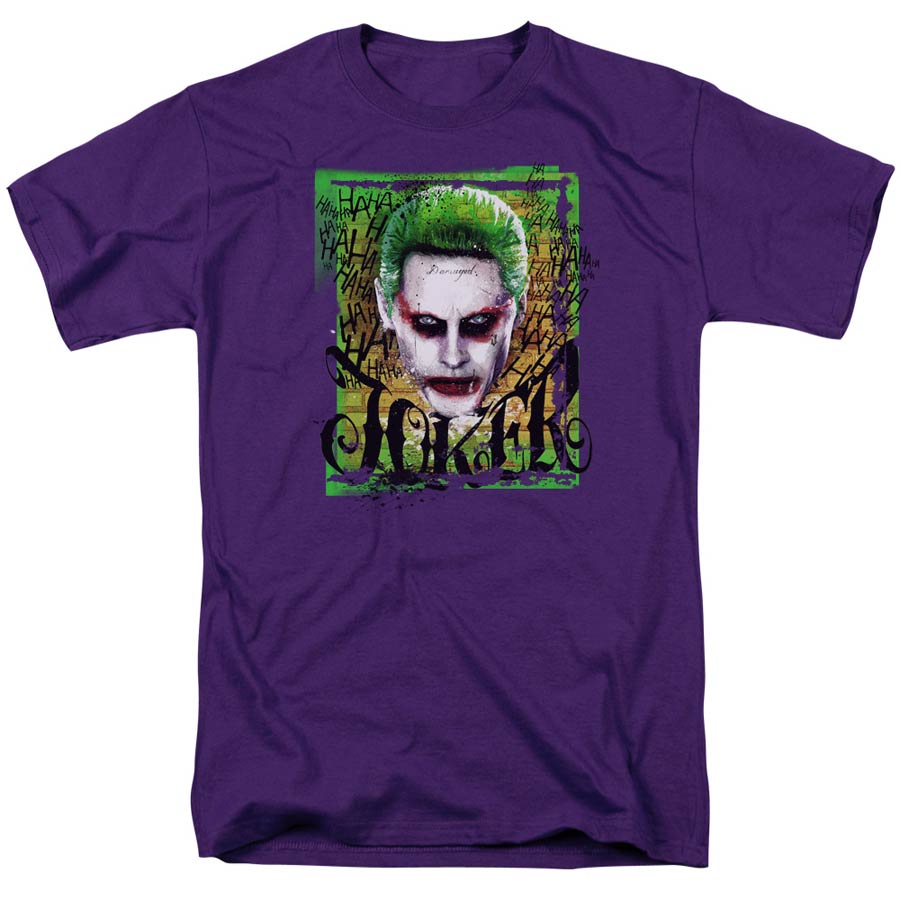 Suicide Squad Movie Empire Joker Adult 18/1 Purple Short Sleep T-Shirt XXX-Large