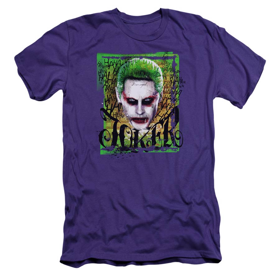 Suicide Squad Movie Empire Joker Adult 30/1 Purple Short Sleeve T-Shirt Large
