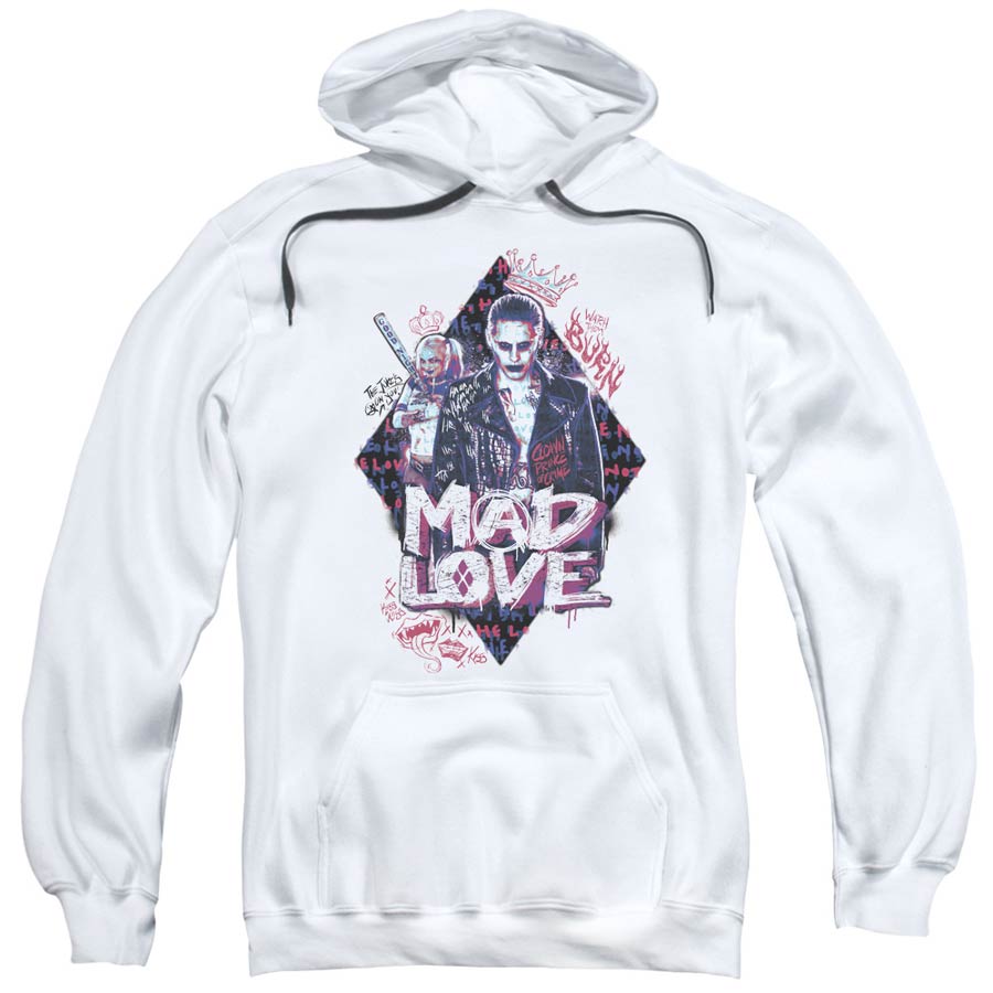 Suicide Squad Movie Mad Love Adult Pull-Over White Hoodie XX-Large