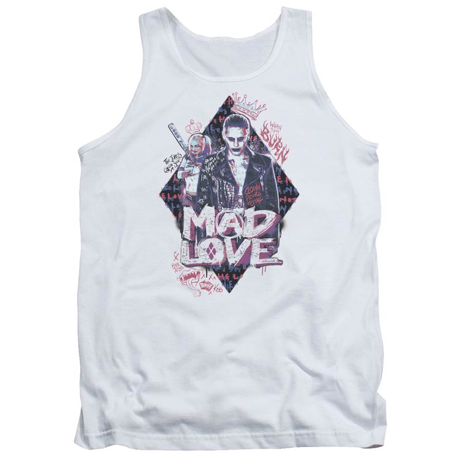 Suicide Squad Movie Mad Love Adult Tank Top White T-Shirt Large