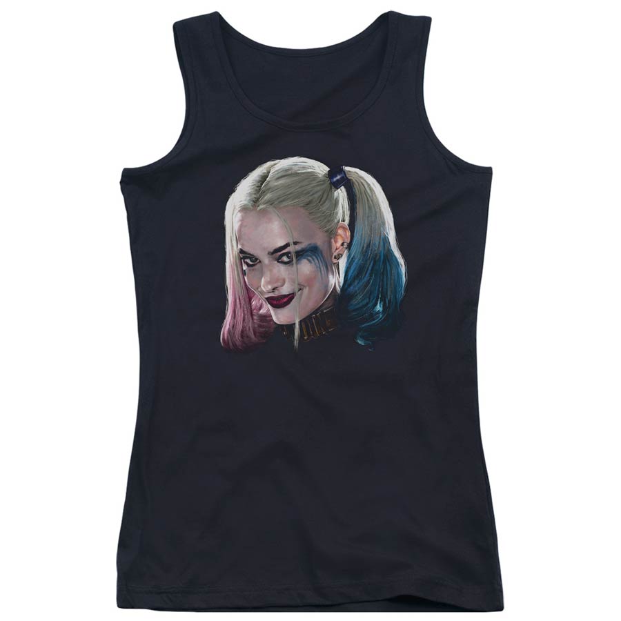 Suicide Squad Movie Harley Head Juniors Tank Top Black T-Shirt Large
