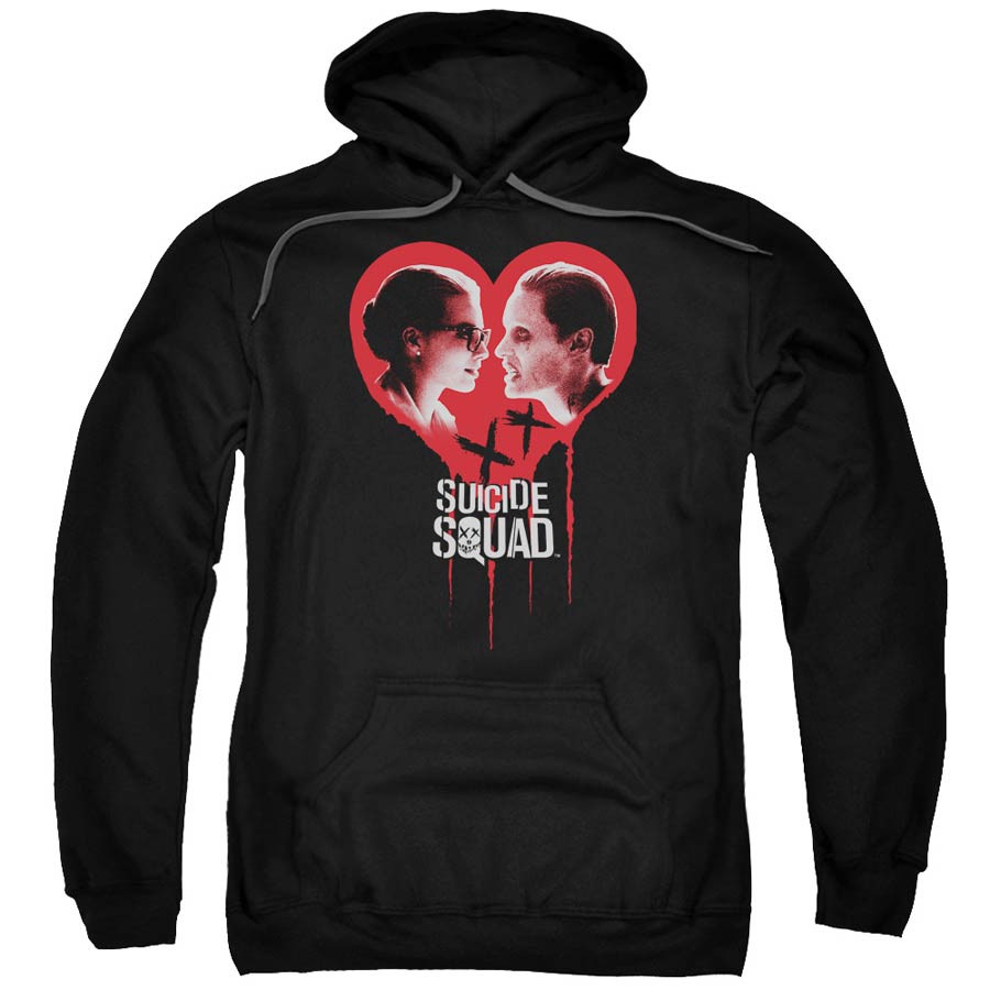 Suicide Squad Movie Joker Spits Game Adult Pull-Over Black Hoodie XX-Large