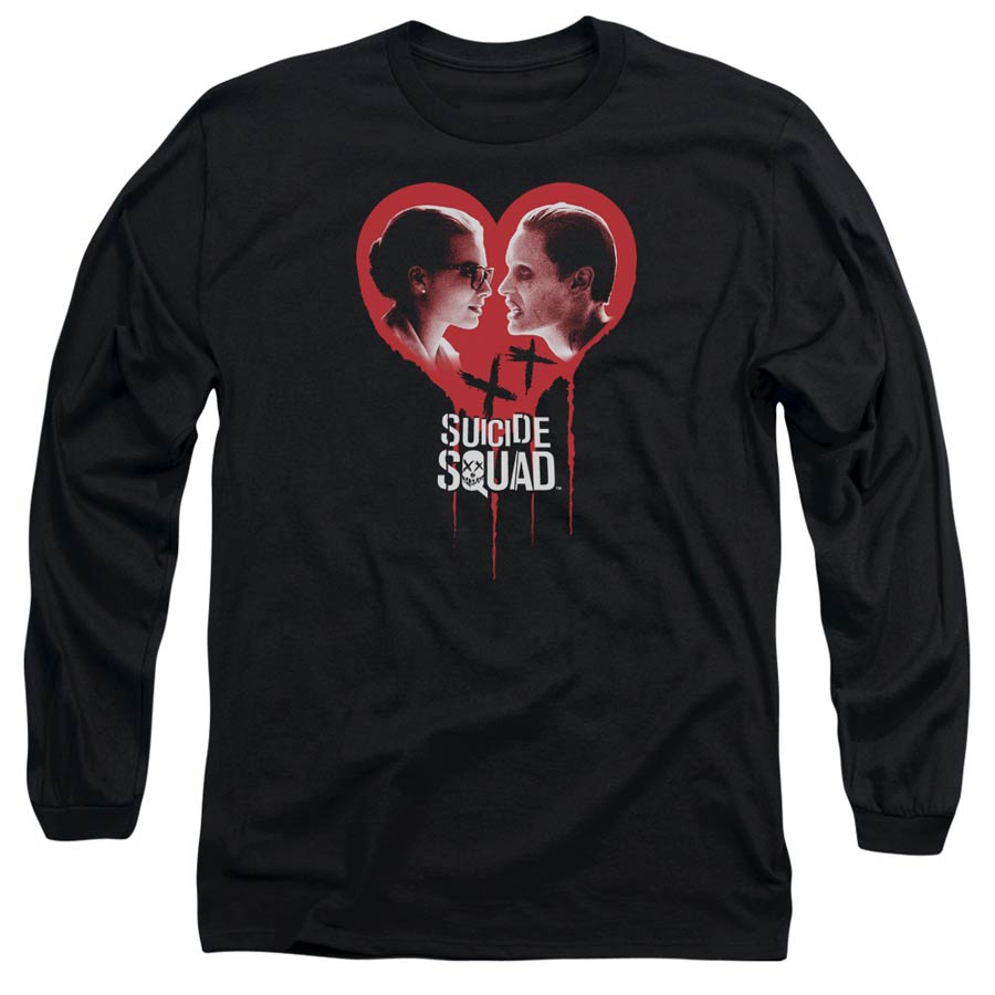 Suicide Squad Movie Joker Spits Game Adult 18/1 Black Long Sleeve Shirt Medium