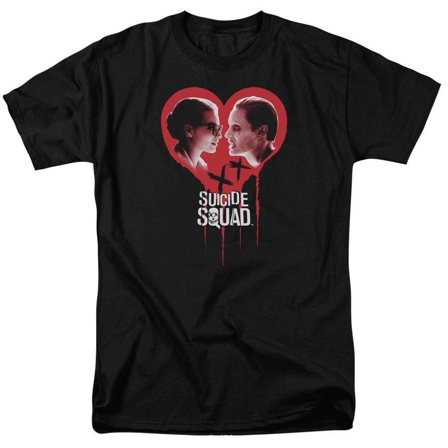 Suicide Squad Movie Joker Spits Game Adult 18/1 Black Short Sleeve T-Shirt XXXXX-Large