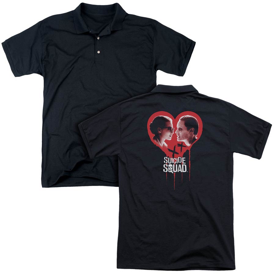 Suicide Squad Movie Joker Spits Game (Back Print) Mens Regular Fit Black Polo T-Shirt XXX-Large