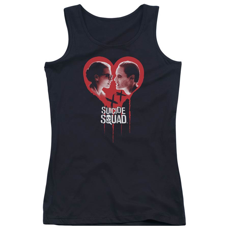 Suicide Squad Movie Joker Spits Game Juniors Tank Top Black T-Shirt Large