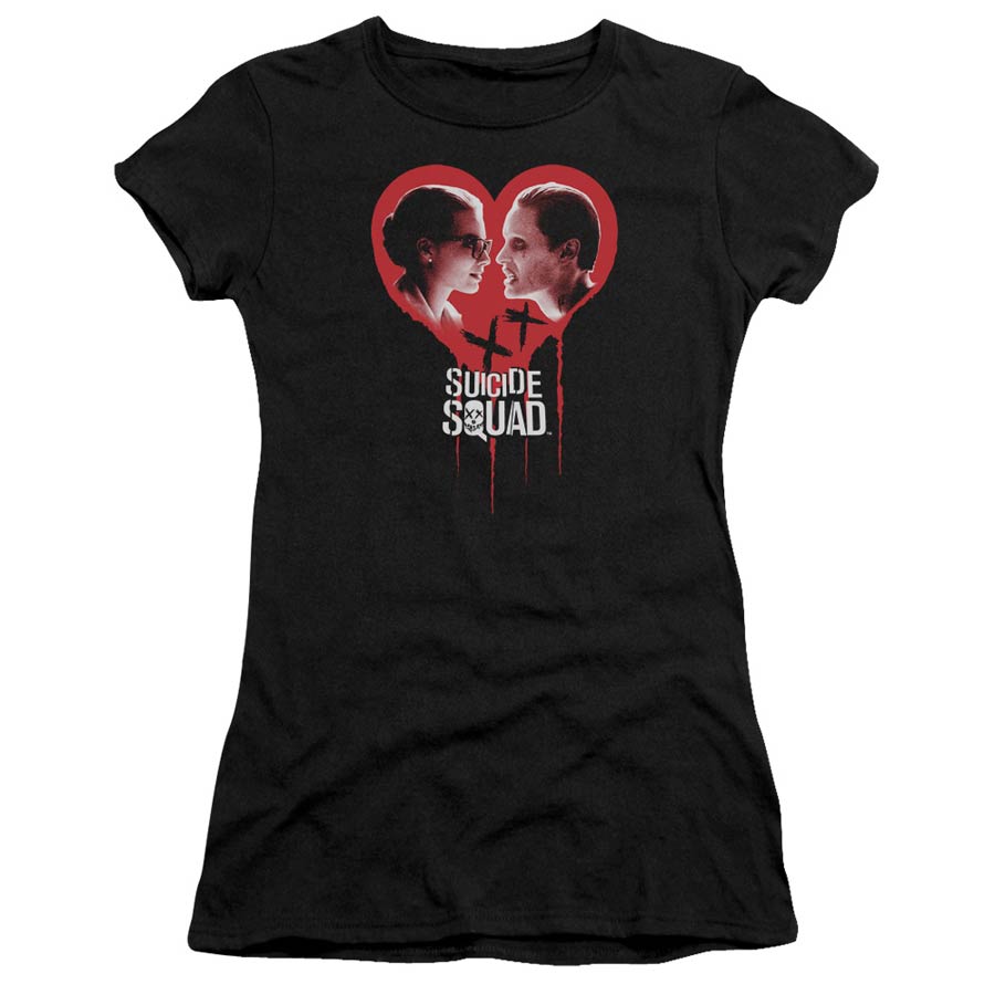 Suicide Squad Movie Joker Spits Game Premium Bella Junior Sheer Jersey Black T-Shirt Large