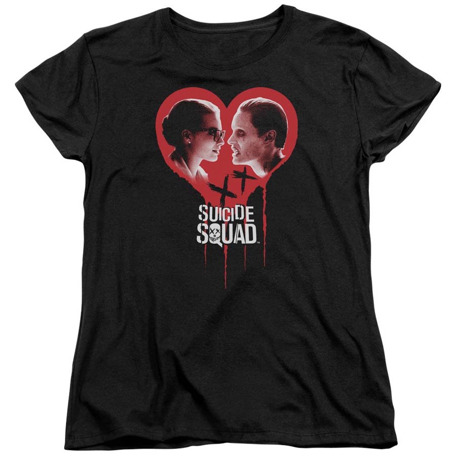 Suicide Squad Movie Joker Spits Game Womens Black Short Sleeve T-Shirt Large