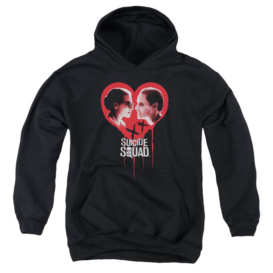 Suicide Squad Movie Joker Spits Game Youth Pull-Over Black Hoodie Medium