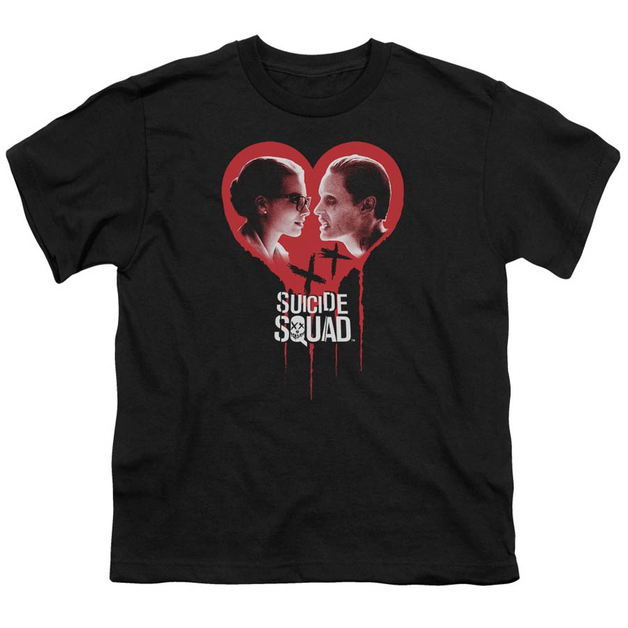 Suicide Squad Movie Joker Spits Game Youth 18/1 Black Short Sleeve T-Shirt Large