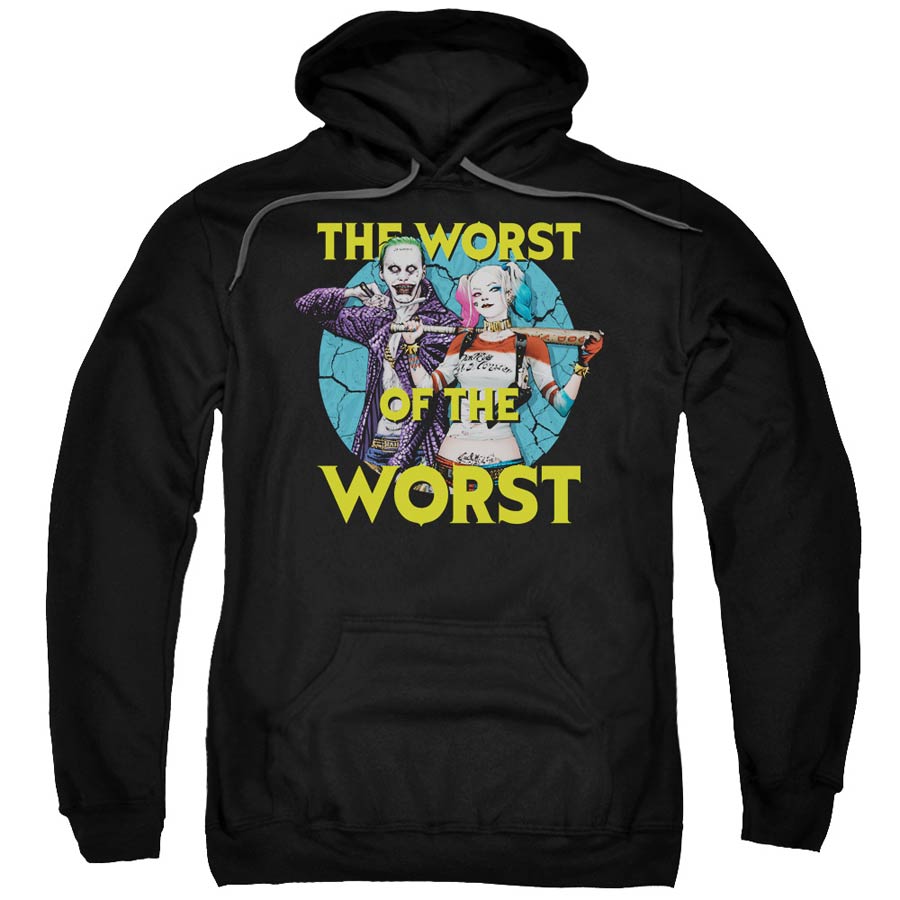 Suicide Squad Movie Worst Pair Adult Pull-Over Black Hoodie Medium