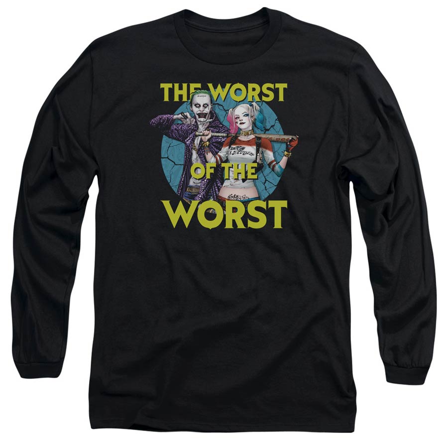 Suicide Squad Movie Worst Pair Adult 18/1 Black Long Sleeve Shirt X-Large