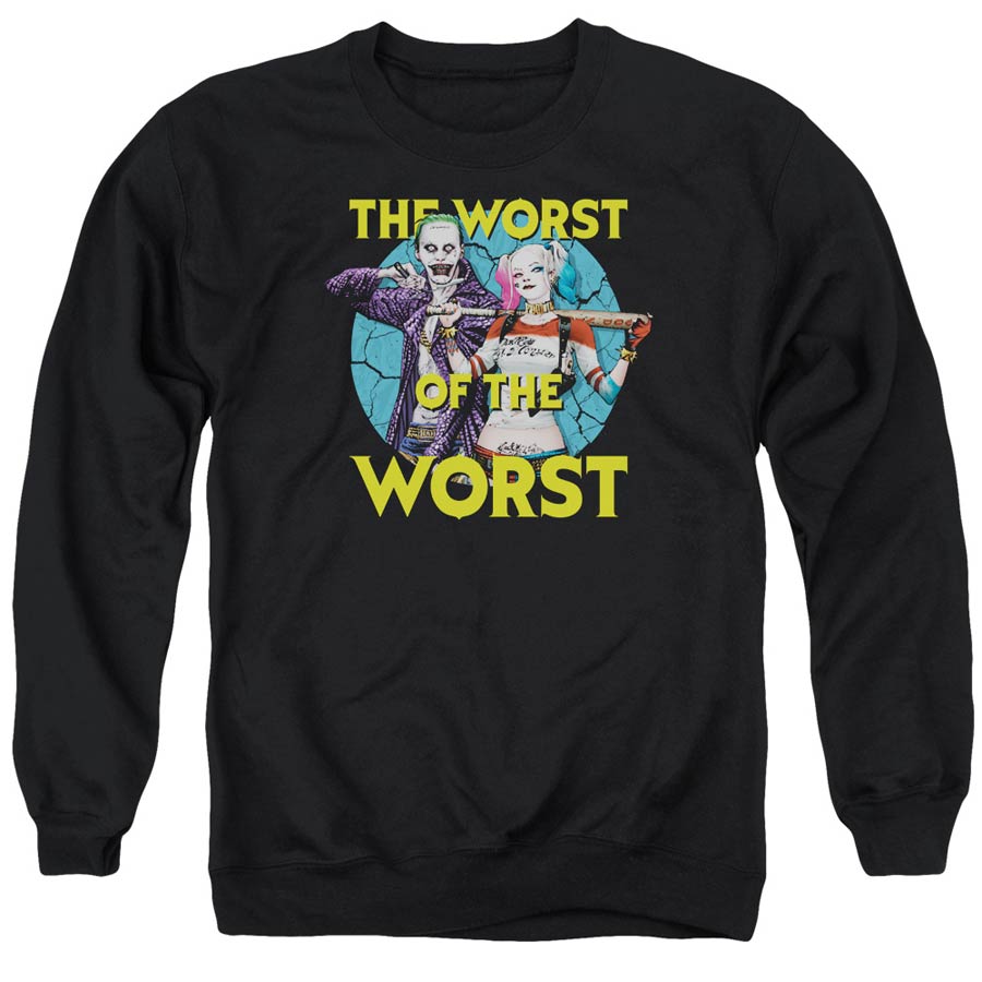 Suicide Squad Movie Worst Pair Adult Black Crew Sweatshirt XXX-Large