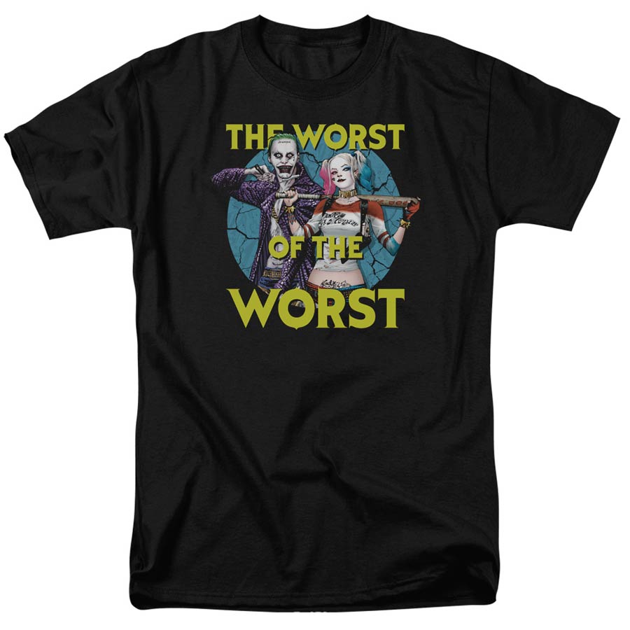 Suicide Squad Movie Worst Pair Adult 18/1 Black Short Sleeve T-Shirt XXX-Large