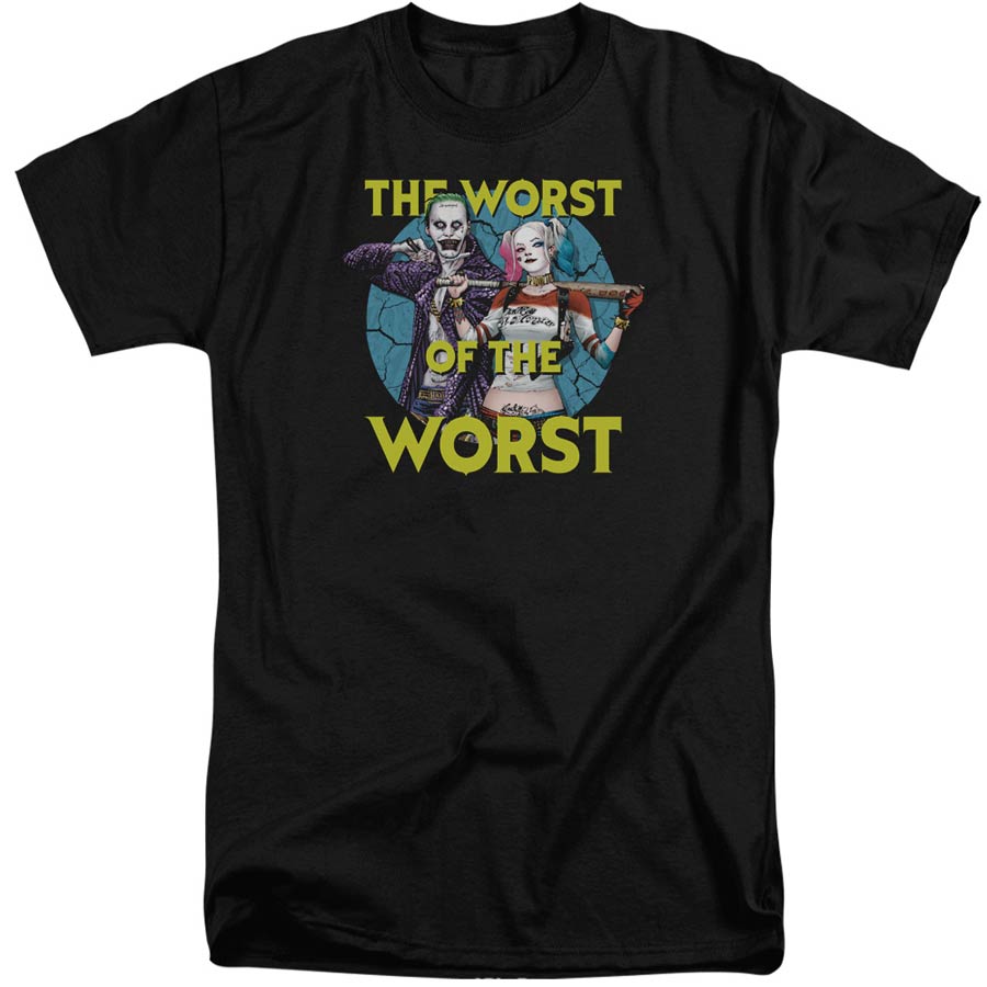 Suicide Squad Movie Worst Pair Adult Tall Fit Black Short Sleeve T-Shirt X-Large