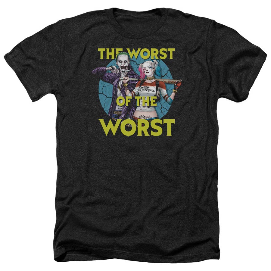 Suicide Squad Movie Worst Pair Adult Heather Black T-Shirt Large