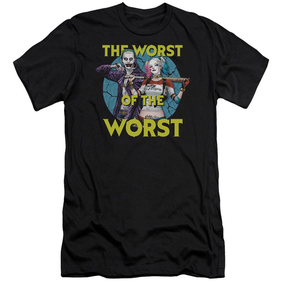 Suicide Squad Movie Worst Pair Adult 30/1 Black Short Sleeve T-Shirt Large