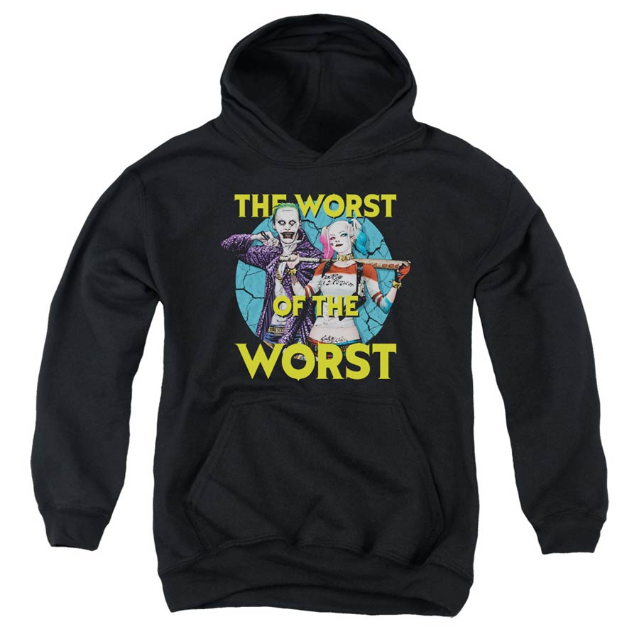 Suicide Squad Movie Worst Pair Youth Pull-Over Black Hoodie Small