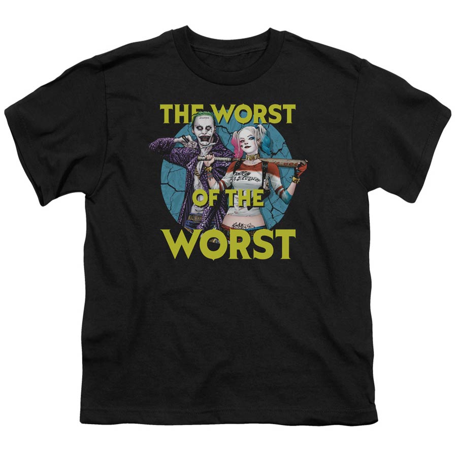 Suicide Squad Movie Worst Pair Youth 18/1 Black Short Sleeve T-Shirt Large