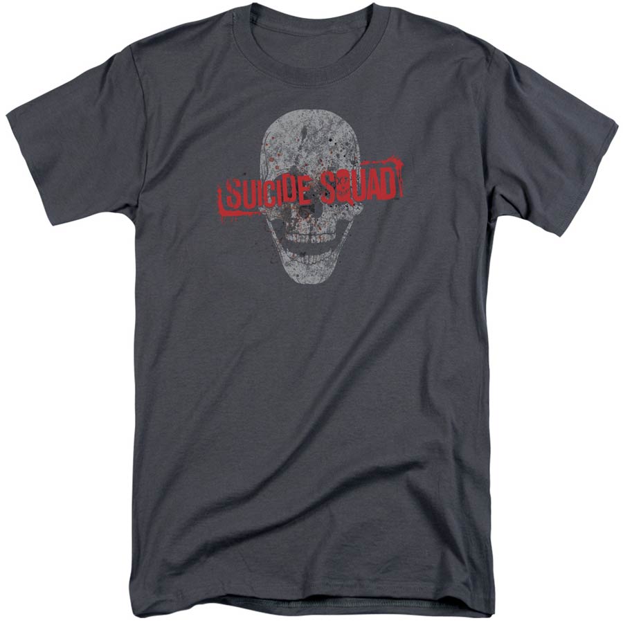 Suicide Squad Movie Skull Adult Tall Fit Charcoal Short Sleeve T-Shirt X-Large