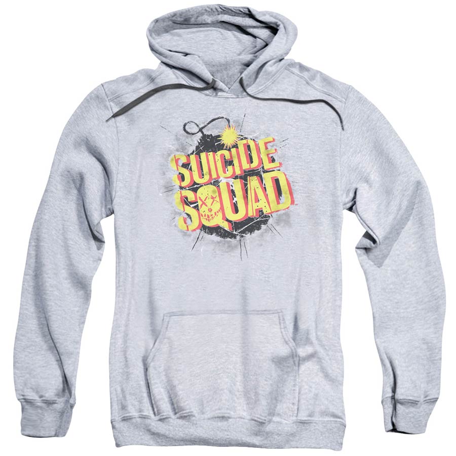 Suicide Squad Movie Vintage Bomb Adult Pull-Over Athletic Heather Hoodie XX-Large