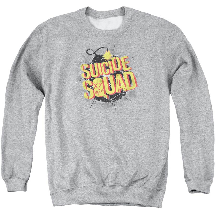 Suicide Squad Movie Vintage Bomb Adult Athletic Heather Crew Sweatshirt X-Large