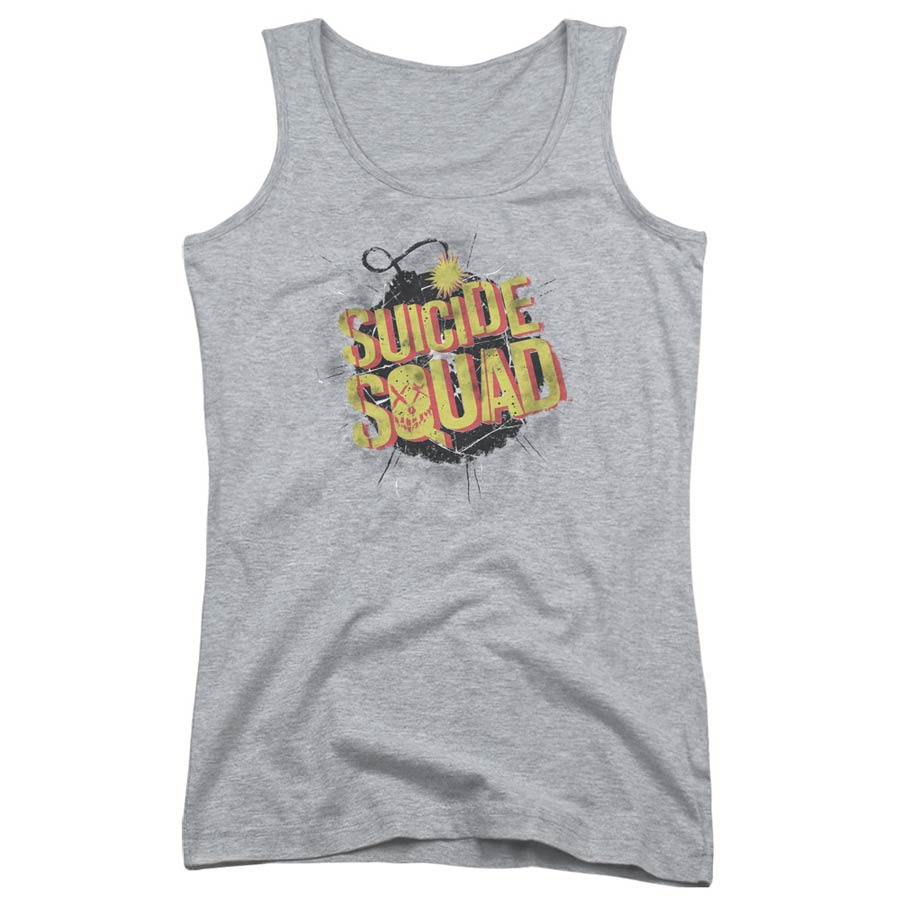 Suicide Squad Movie Vintage Bomb Juniors Tank Top Athletic Heather T-Shirt Large
